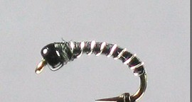 Zebra Midge Black Glass Bead
