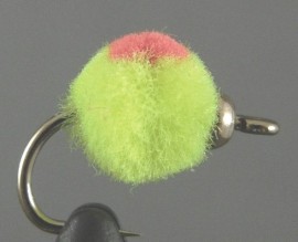 Bead Head Chartreuse/Red Dot Glo Bug